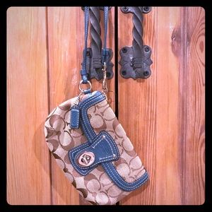 Coach Brown and Tan Wristlet Wallet